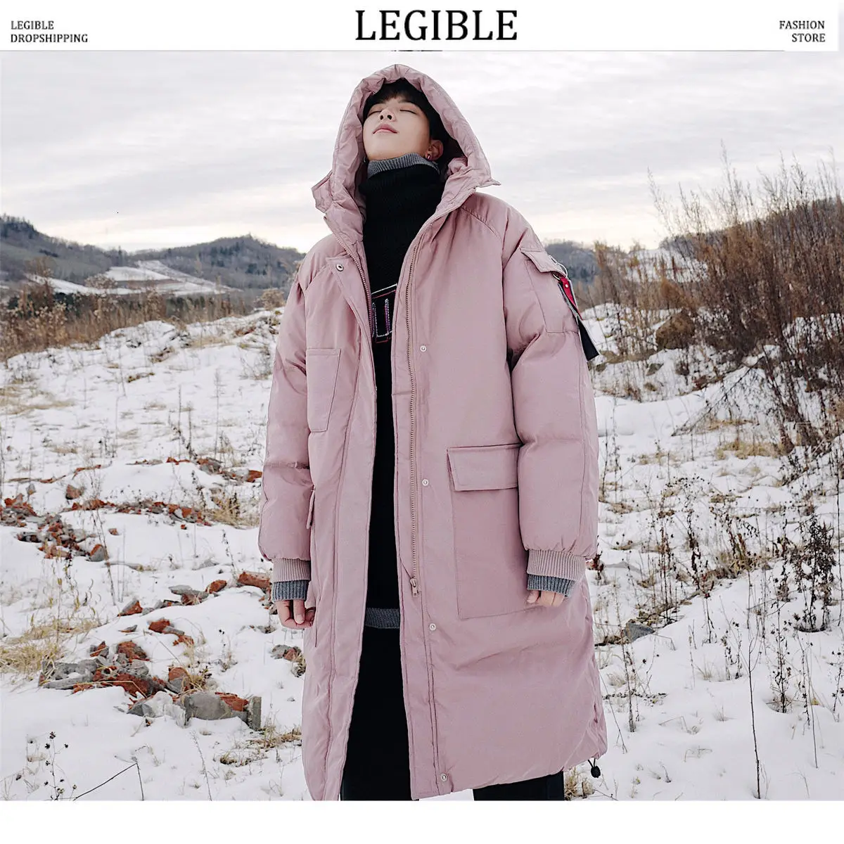 Парка LEGIBLE мужская длинная повседневная утепленная куртка модная уличная одежда