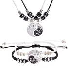 Парный браслет с подвеской с принтом дракона ожерелье для пар BFF Tai Chi Yin Yang цепь Белый Черный дружба ожерелья ювелирные изделия
