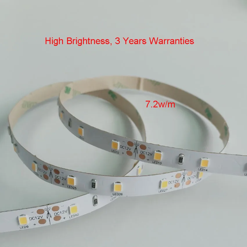 LED SMD2835 Strips 60LEDs/m DC12/24V 7.2w/m High Brightness Whtie Red Green Yellow Blue Color With 3 Years Warranties | Лампы и