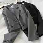 Новинка, Осенний Женский блейзер большого размера, деловые костюмы, весенние короткие блейзеры, офисный женский костюм с длинным рукавом, верхняя одежда 1006