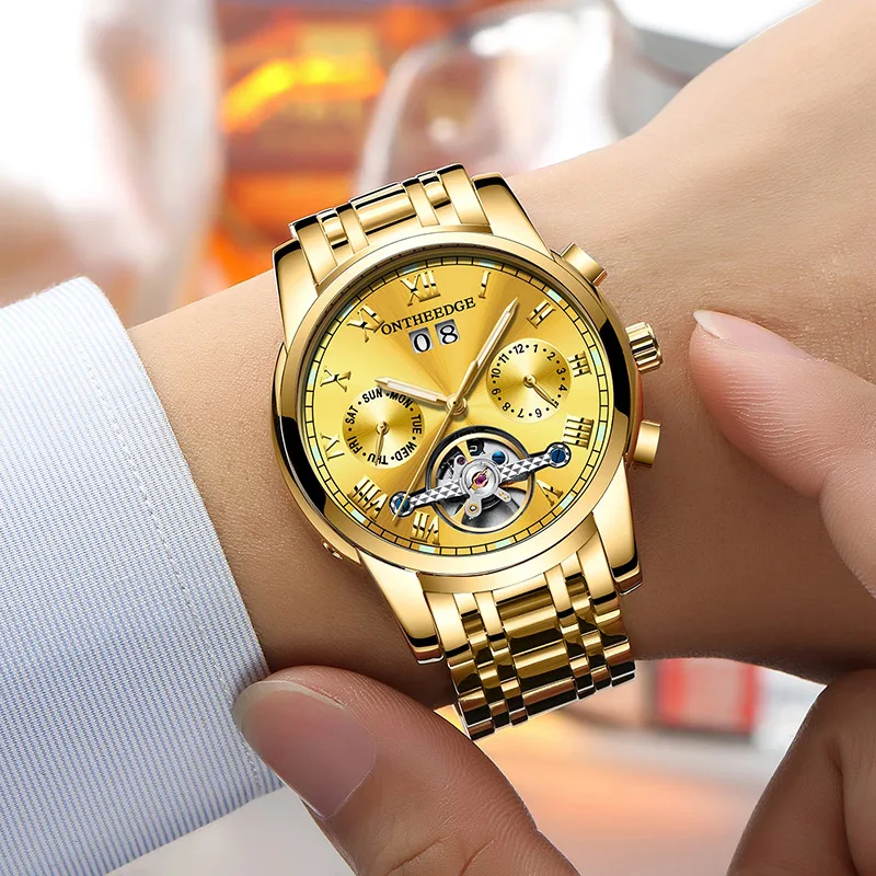 

Business Mens Watches Top Brand Luxury Tourbillon Montre Automatique Homme Mechanical Waterproof Relojes Hombre Calendario Clock