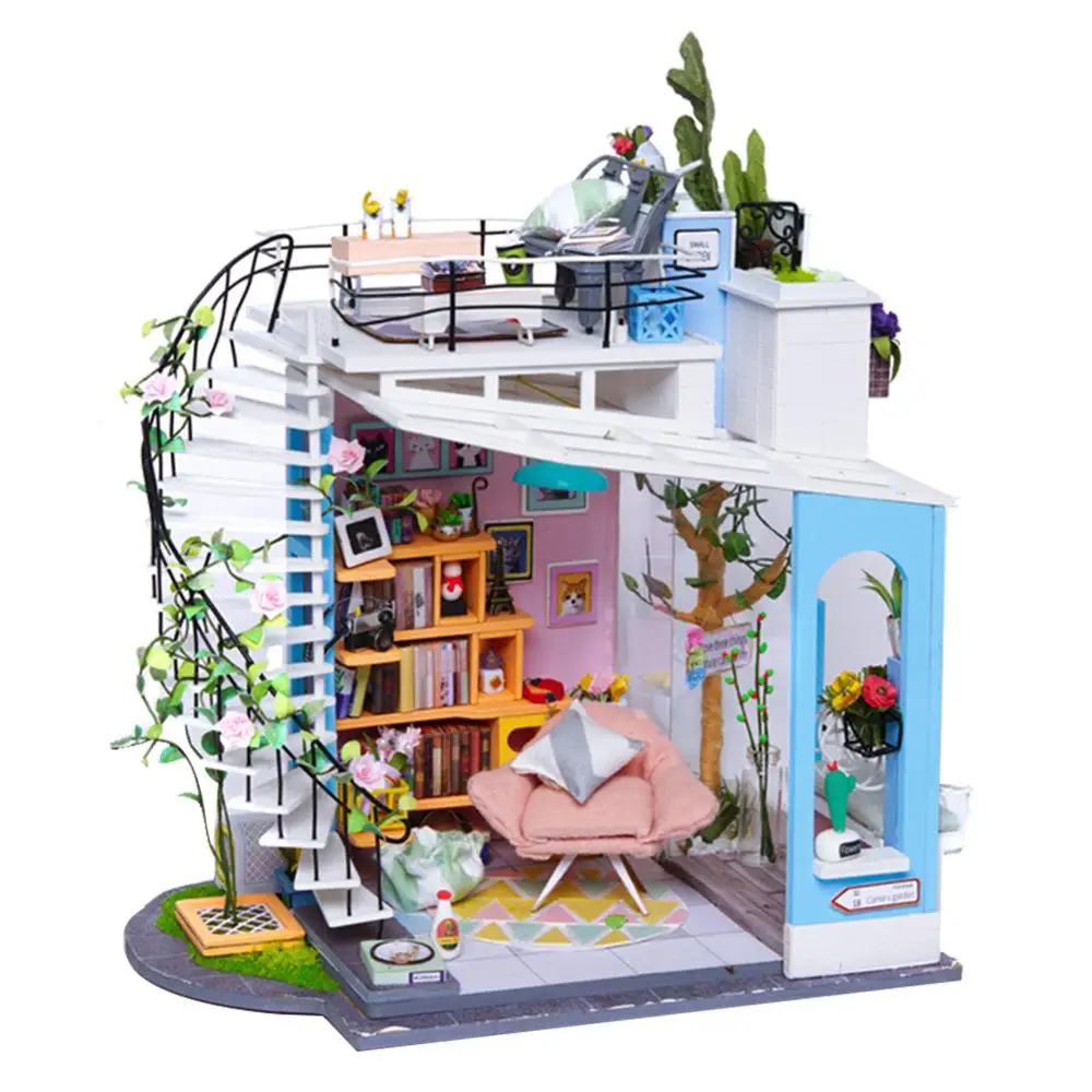 

Toy Dollhouses Wooden Cabin Model Manual Assembly DIY Model Set Home Decoration Crafts Birthday Present