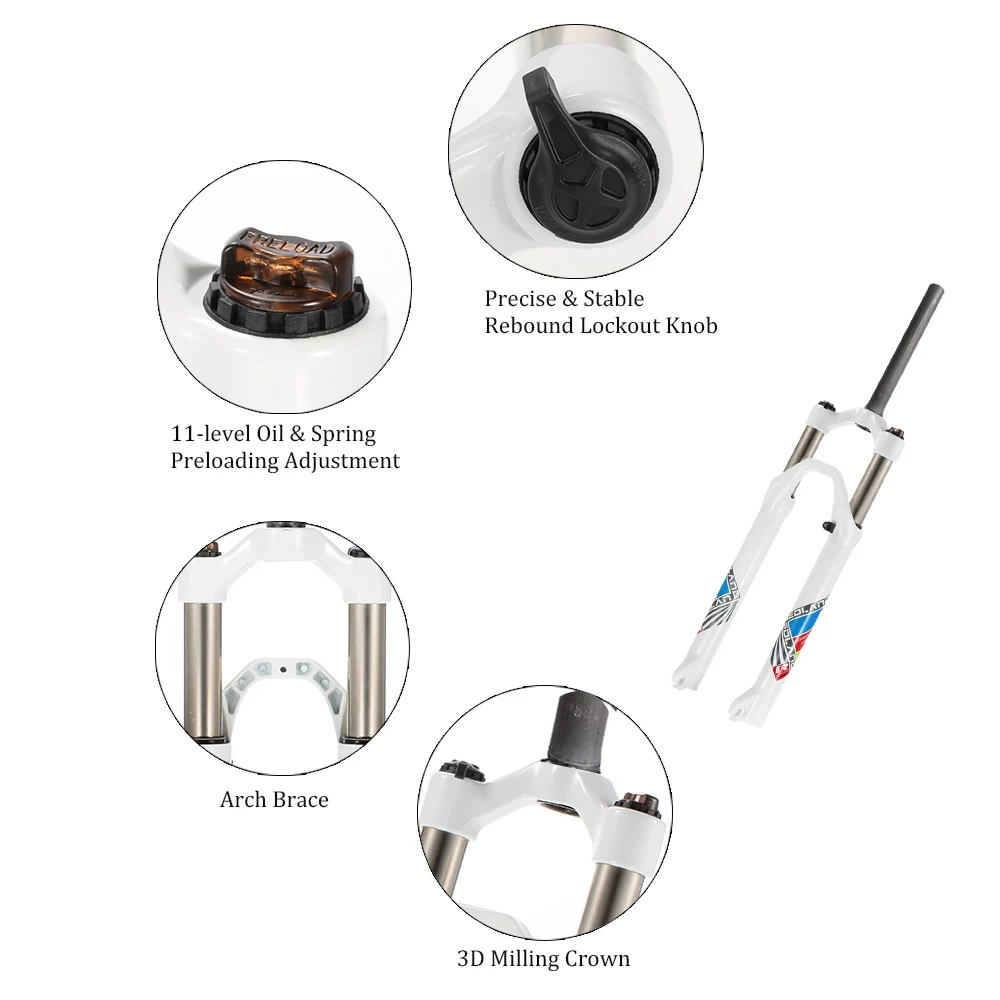 

Ultra-light MTB Front Fork Bicycle Accessories Parts Cycling Bike Fork 26/27.5/29" Mountain Bike Bicycle Oil/Spring Front Fork