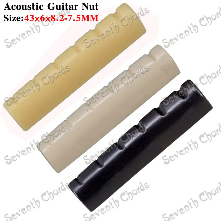 

15 Pcs Plastic 6 String Slotted Nuts For Acoustic Guitar. 43x6x8.2-7.5mm / Lvory-White & Black & Cream for choose