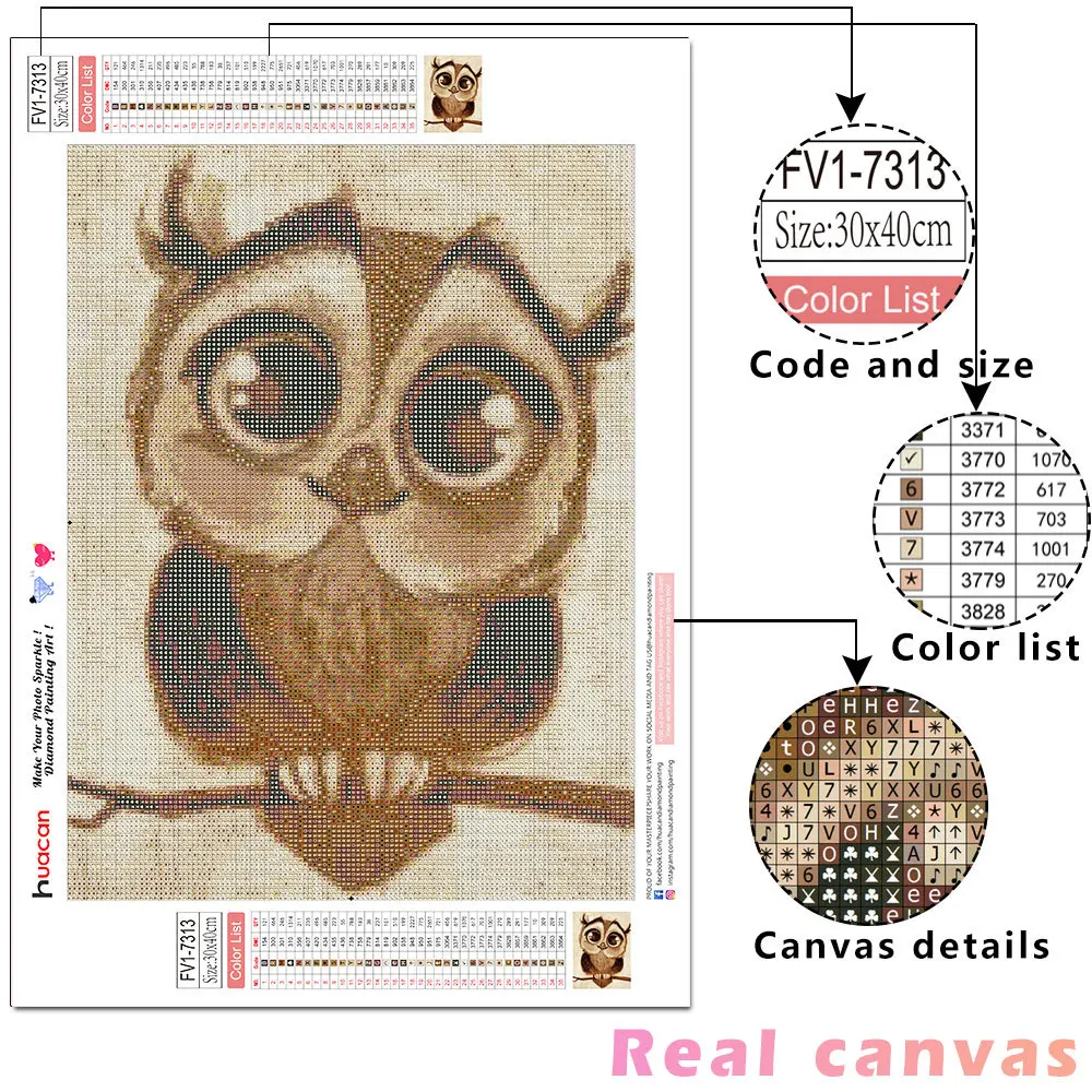 HUACAN 5D Diamond Painting Owl Cross Stitch Sale Full Drill Square Round Embroidery Animal Mosaic Handicraft Home Decor | Дом и сад