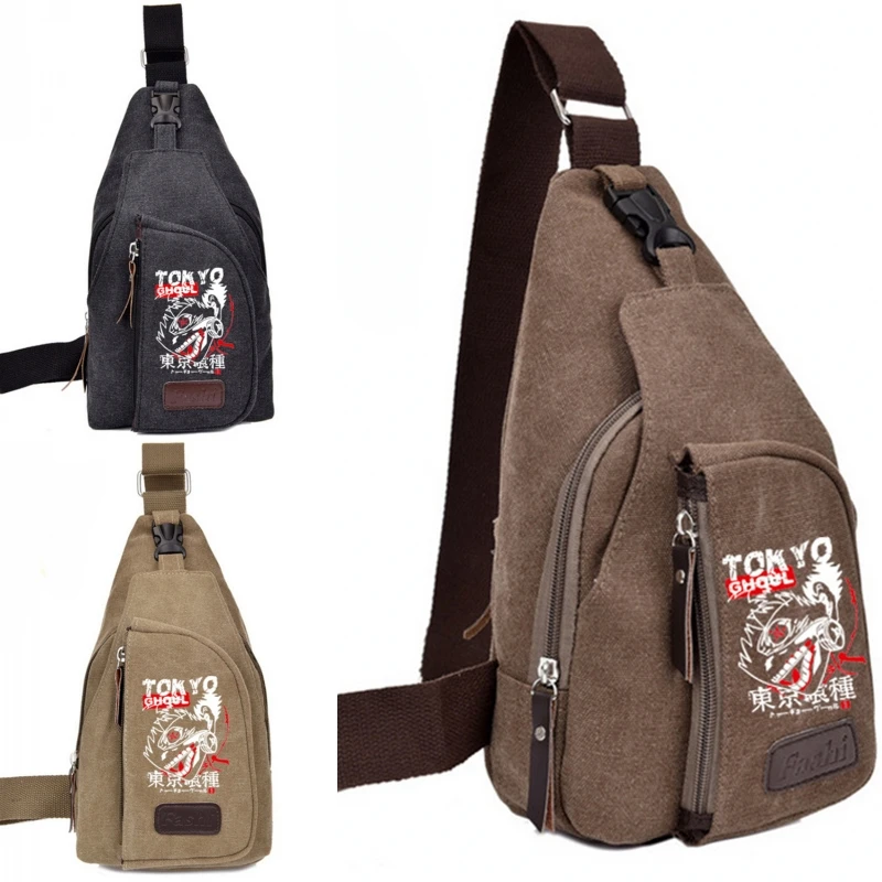 Холщовые с застежкой молнией и мультипликационным аниме сумки на плечо для