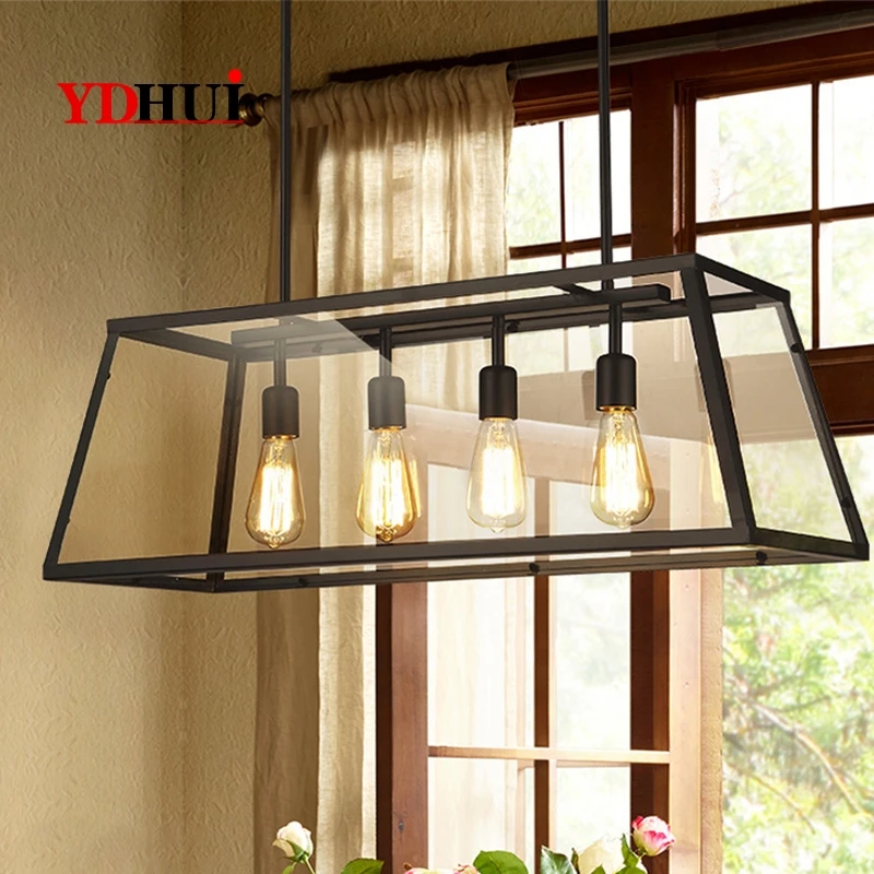 Винтажная кованая креативная индивидуальная железная люстра прямоугольная