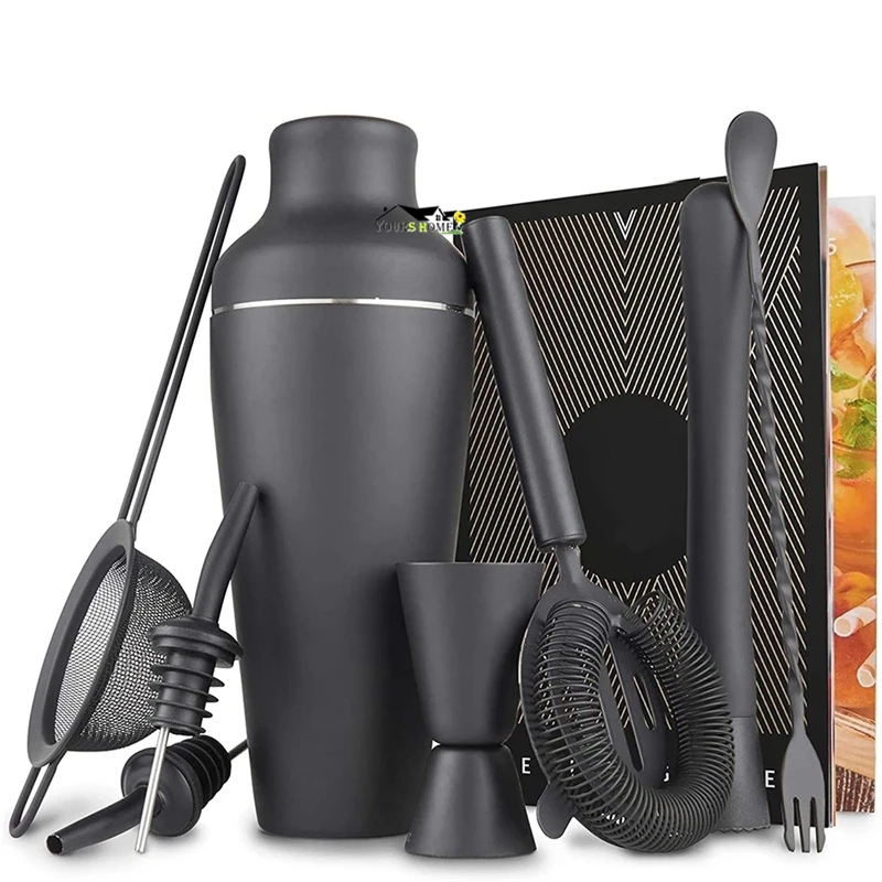 

Cocktail Bar Set, Cocktail Making Set, Parisian Matte Black 9 Piece Stainless Steel Cocktail Shaker Set, Bar Tools