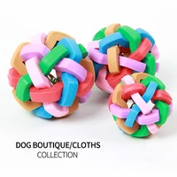 fenice dogs toys pet dog cat toy colorful rubber round ball with small bell toy for dog for dog cat chewing playing