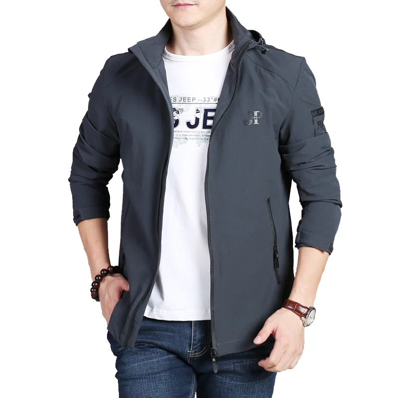 Осенняя мужская Свободная куртка Мужская Современная Большая однотонная модная