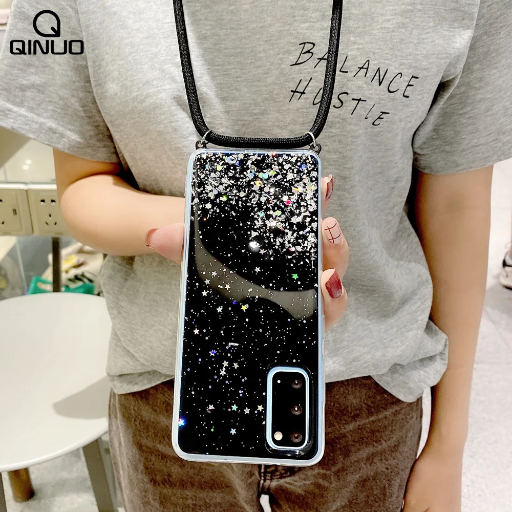 Блестками Звезда веревка шнурок Чехол для Samsung Галактики A51 A71 A50 A70 A31 A40 A10 A81 A91 A30 A7