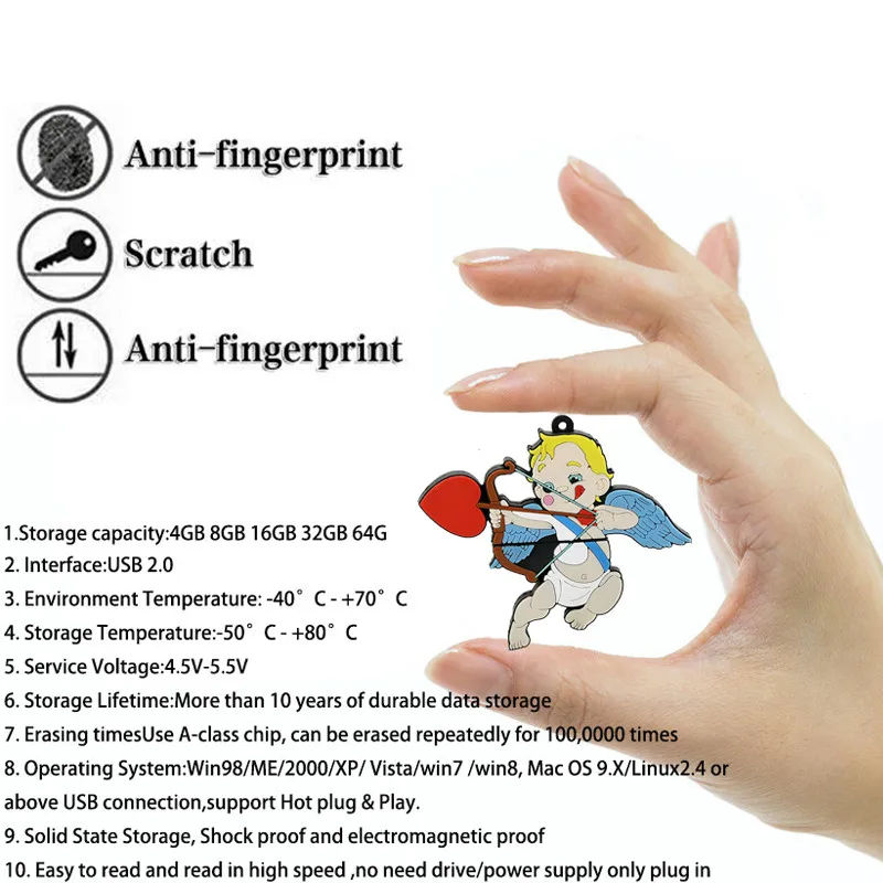 Стиль Love Heart, Usb флеш-накопитель, ручка-накопитель, 4 ГБ, 8 ГБ, 16 ГБ, 64 ГБ, милый мальчик, Купидон, usb-флешка, флешка, Usb 2,0, U диск, флешка - Цвет: 03