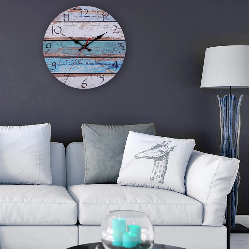 

Wooden Wall Clock Silent Non-Ticking Battery Operated Vintage Round Rustic Coastal Wall Clocks Decorative for Home VJ-Drop