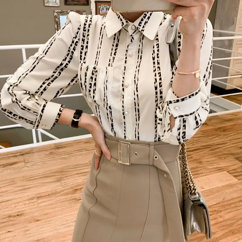 Elegant Korean OL 2 Pieces Set Women Spring Office Weat Striped Shirts Blouse And High Waist Sheath Bodycon Pencil Skirt Suit |