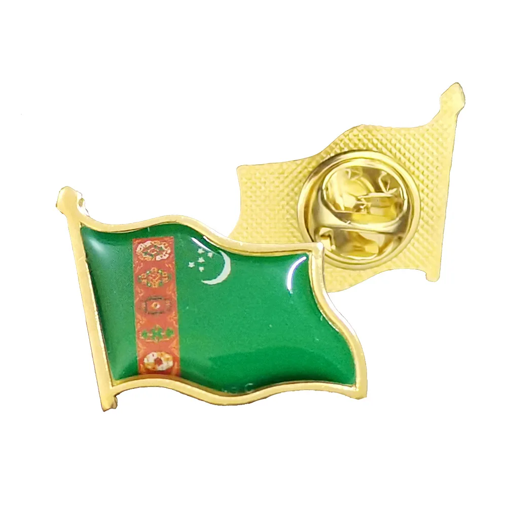 

Turkmenistan Flag Brooch Enamel Pins Electroplated Gold Badge Collar/Lapel/Backpack Decorate Accessories