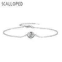 scalloped minimalist big zircon charm bracelet for women sparkling crystal adjustable chain fashion korean jewelry gifts