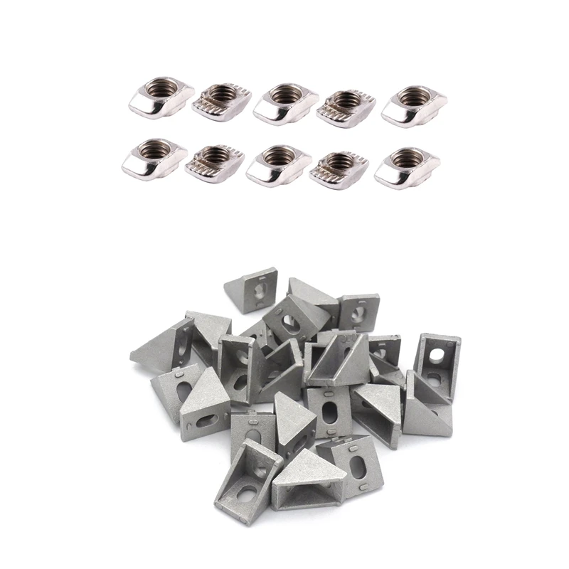

ABSF 10Pcs 20 Series Compatible Drop in Type M5 T Slot Nuts with 25Pcs 2020 Corner Bracket for 20mm Extrusion Size