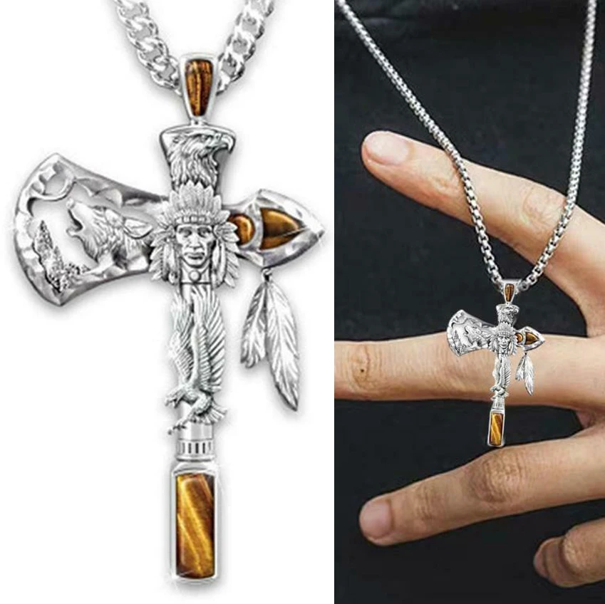 

Cross Necklace Viking Eagle Wolf Ax Indians Alloy Punk Necklace Unisex Women Men Pendant Necklaces Jewelry wholesale necklace