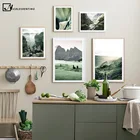Зеленый Горный лесной Лист Плакат природа пейзаж холст печать Скандинавское Искусство Картина Настенная фотография спальня домашний декор