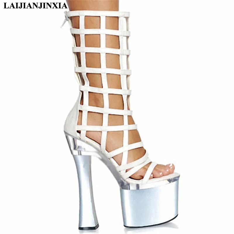 

fashion sexy knight female ladies 7 inch high heels platform ankle boots for sexy women autumn winter shoes 18cm thin heels