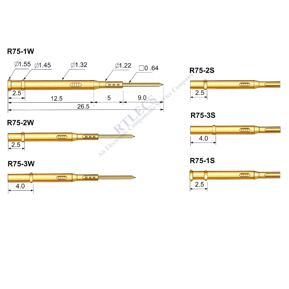 100 шт. пружинные штыри для тестовых щупов серии R75|Соединители| |