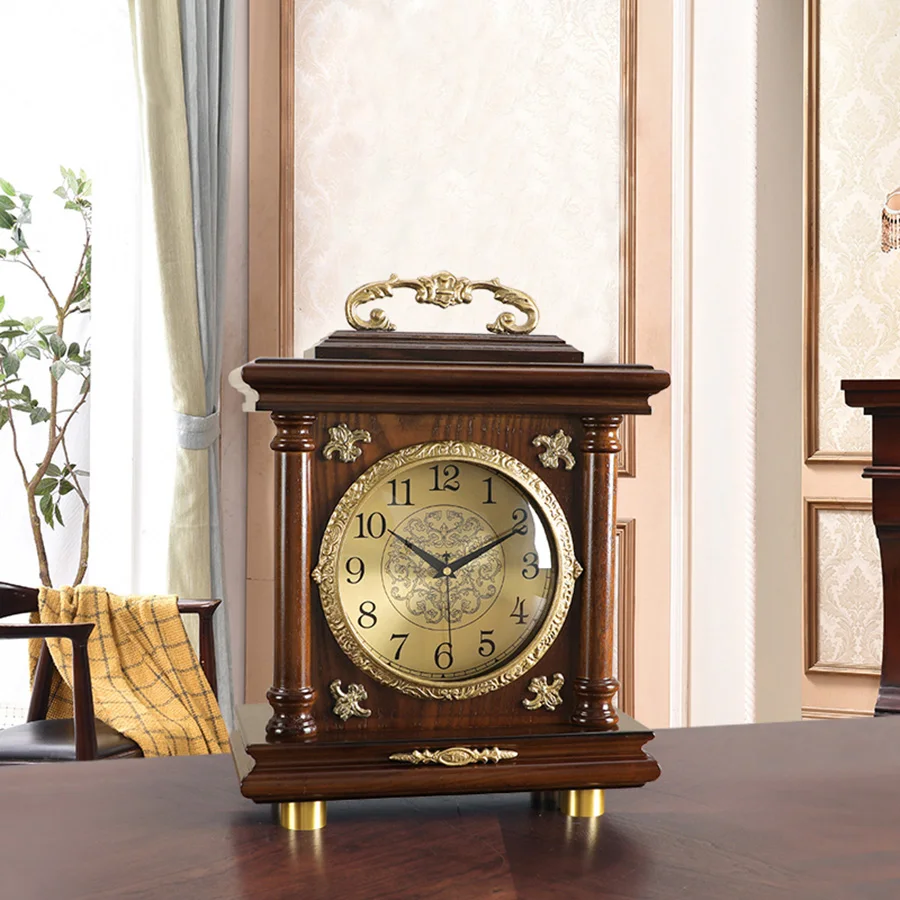 Новые Роскошные Настольные часы из массива дерева винтажные латунные бесшумные
