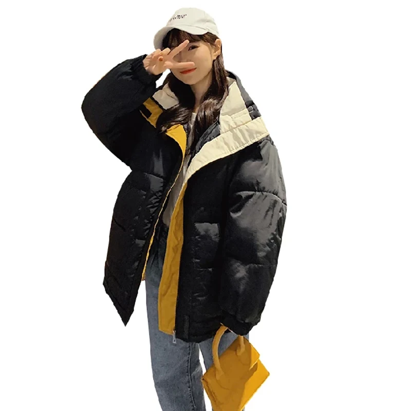 

ZQLZ Oversized Winter Jacket Women Thick Warm Hooded Coat Female Loose Casual Padded Short Jackets Outwear Parka Mujer 2019