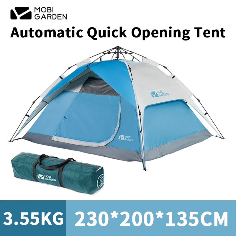 

Туристическая палатка MOBI GARDEN/LingDong, автоматическая, быстрооткрывающаяся, Ультралегкая палатка для 3-4 человек, уличная палатка из стекловоло...