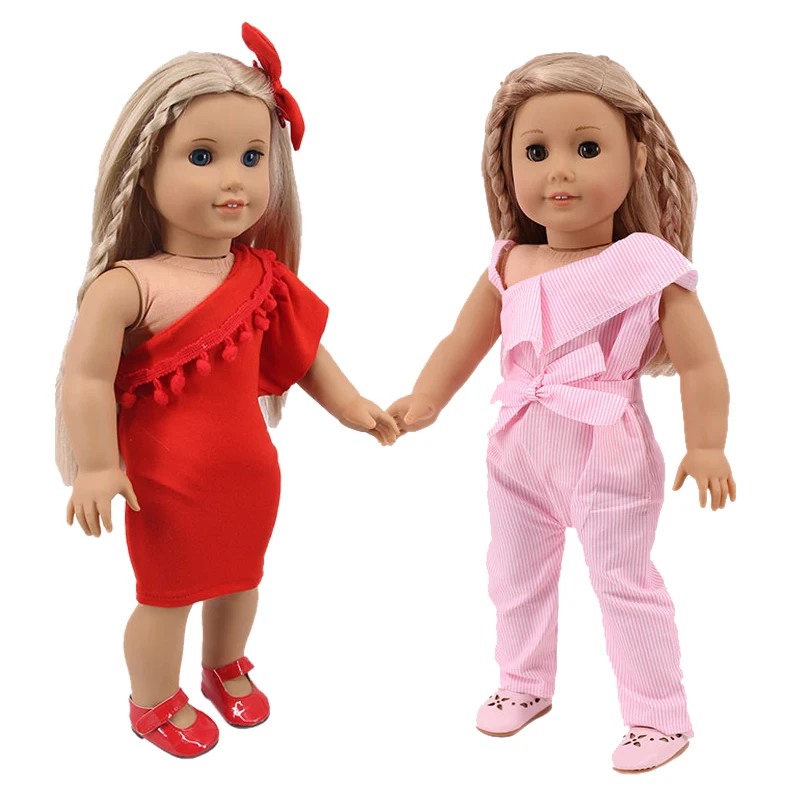 Блузка с открытыми плечами С эластичной резинкой и комбинезон подходит 18 дюймов