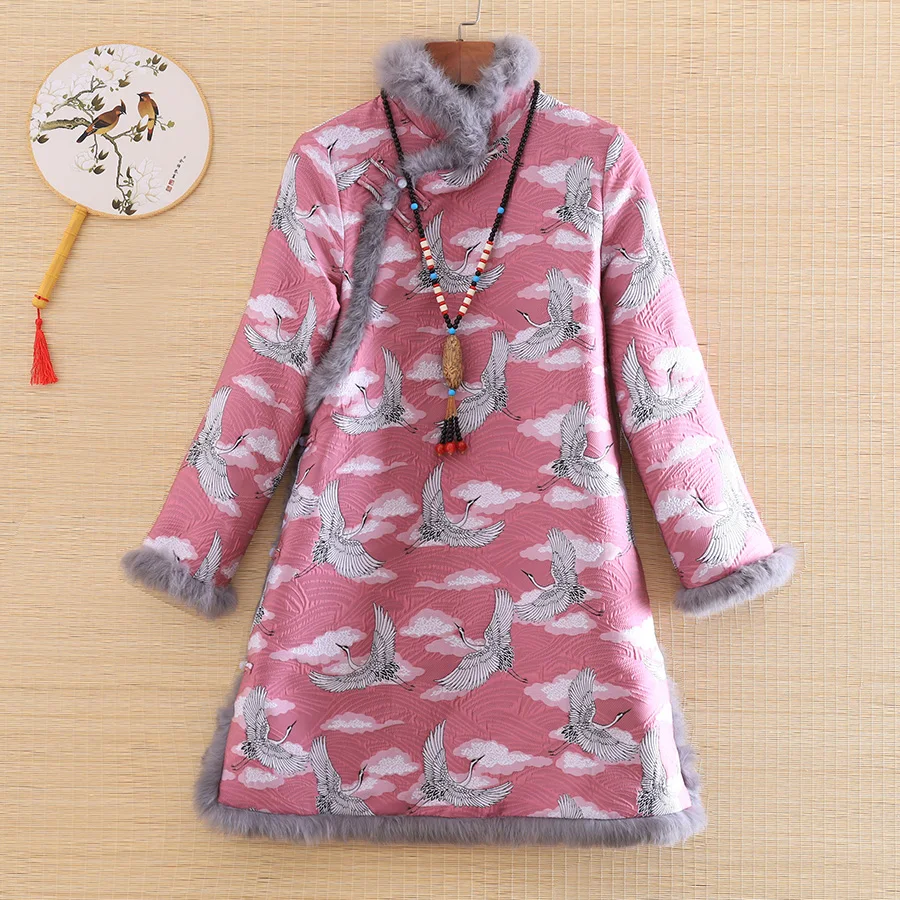 Emбро мельница Осень Зима Женское пальто Топ китайский стиль ретро жаккардовый