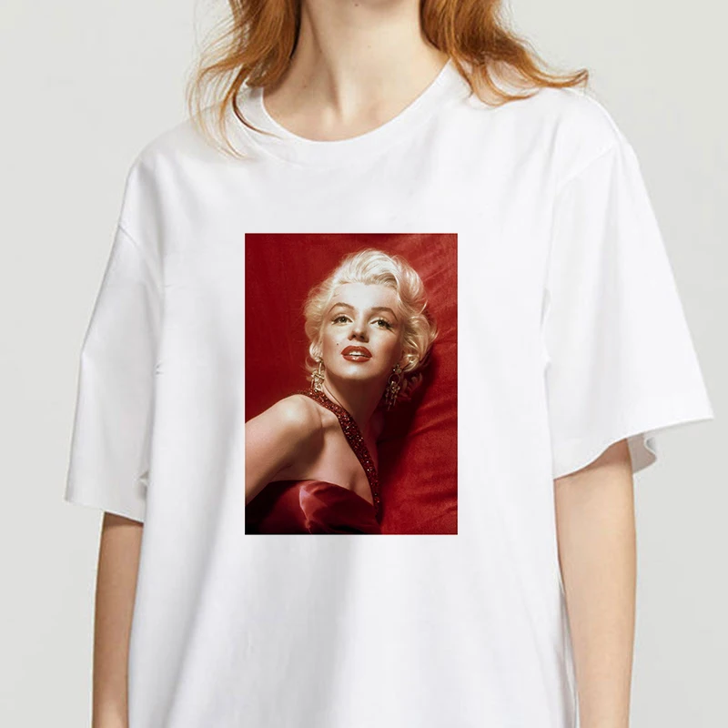 

Marilyn Monroe printed t shirt women 90s Graphic T-shirt Harajuku Tops Tee Cute Short Sleeve animal tshirt Female Tshirts