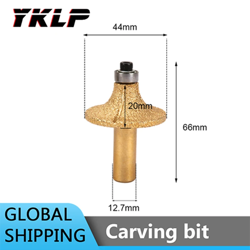 

1Pc Radius 15mm Vacuum Brazed Diamond Router Bits For Grinding Stone 1/2" Shank