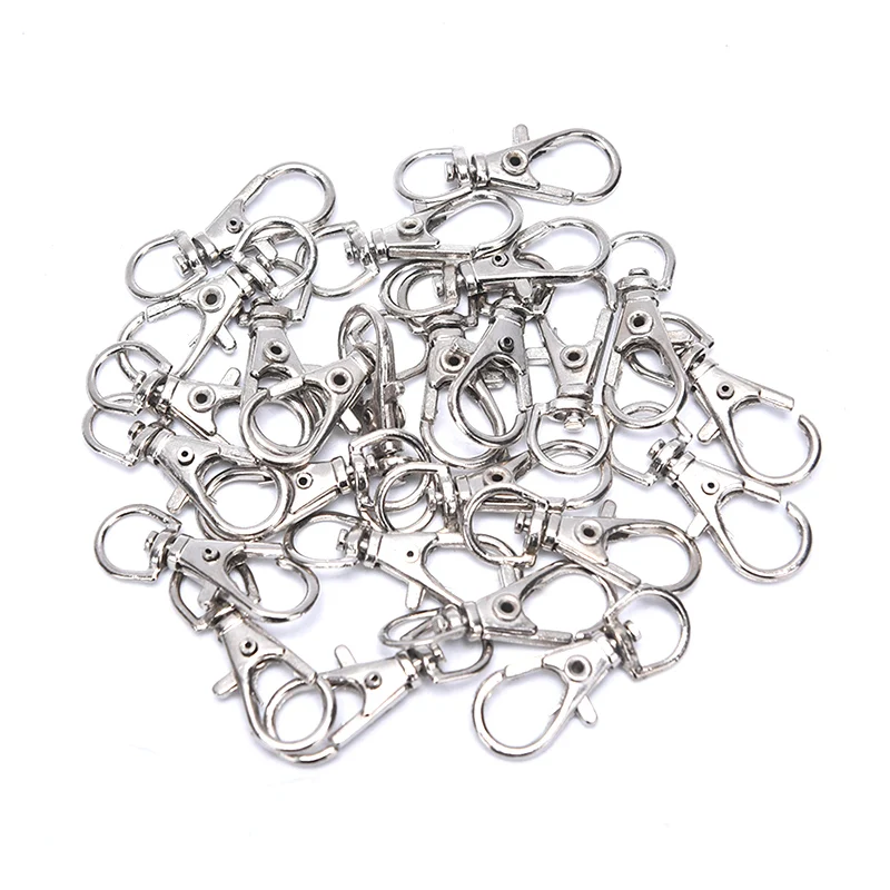 

50pcs Metal Key Chain Rings Swivel Clasps Lanyard Snap Hook Lobster Claw Clasps Jewelry Finding 25pcs Clasp +25pcs Chain Rings