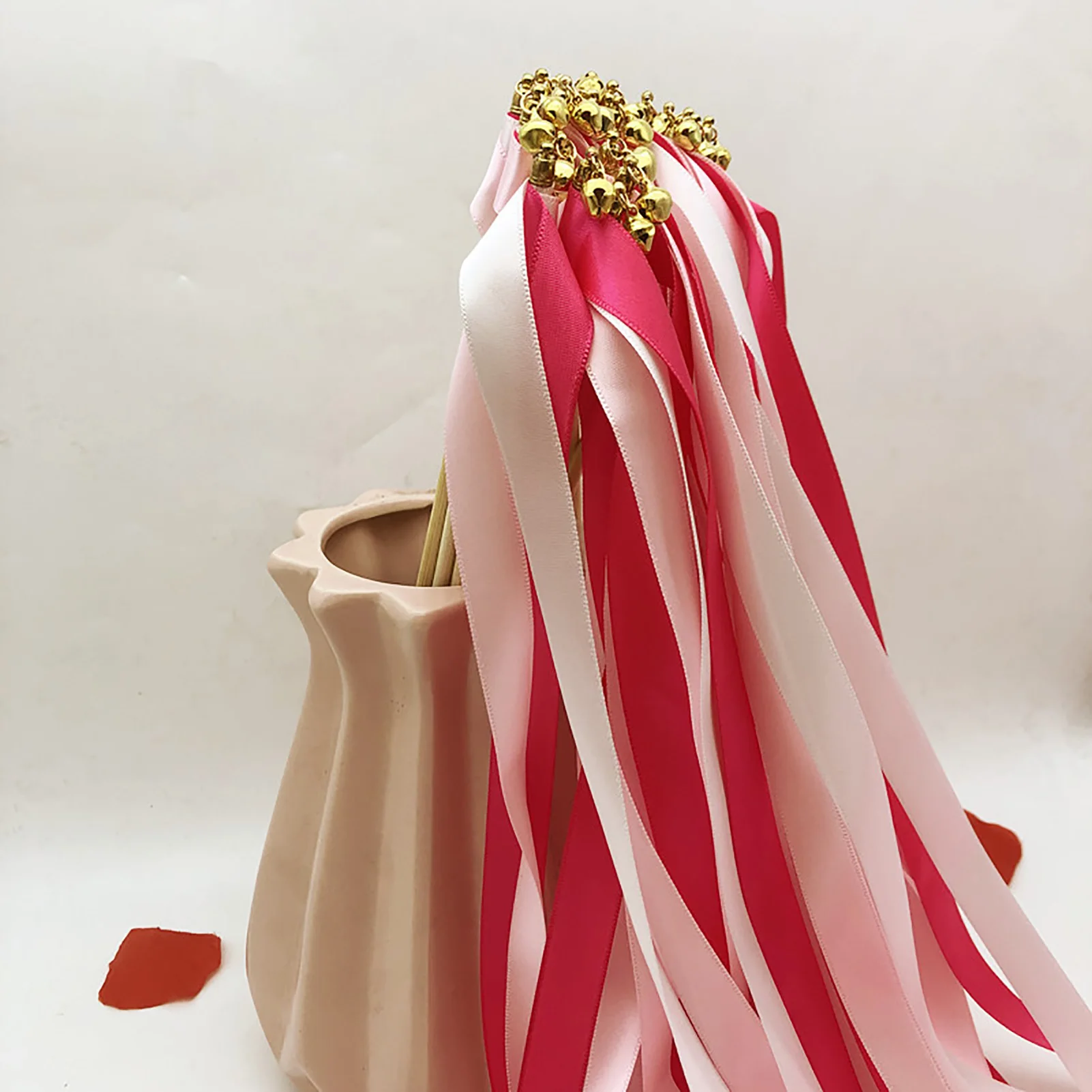 

10Pcs Handheld Ribbon With Wooden Stick Multicolor Fairy Stick Ribbon Pull Flower Lawn Wedding Wands Party Props Decoration