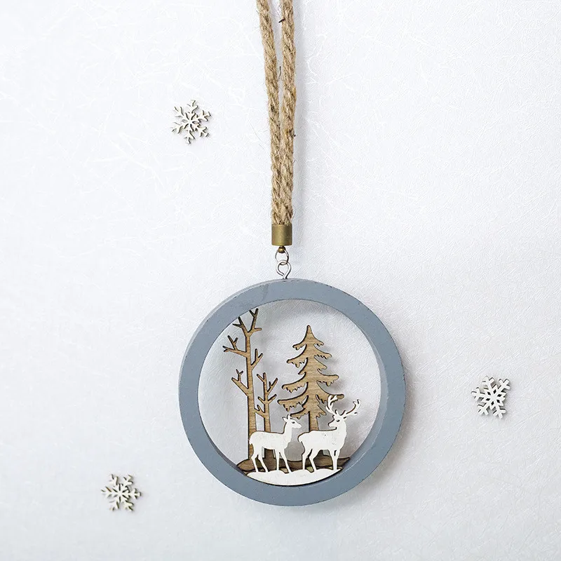 Новый год 2020 Noel Deer Moose DIY рождественские деревянные подвески Diy украшения для