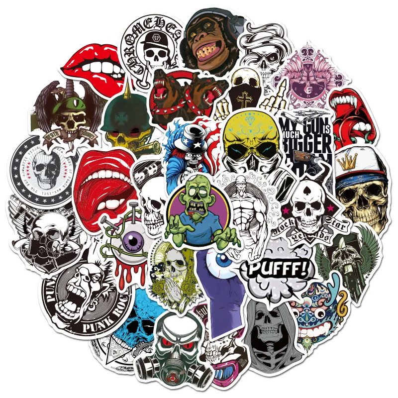 103050pcs terror series skull graffiti stickers guitar laptop skateboard luggage waterproof cool graffiti stickers kid toys free global shipping