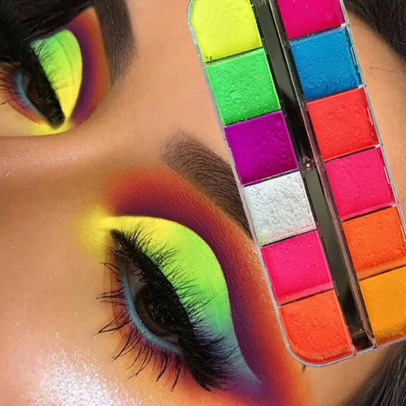 Палетка флуоресцентных теней для макияжа 1 шт. желтые красные неоновые тени век