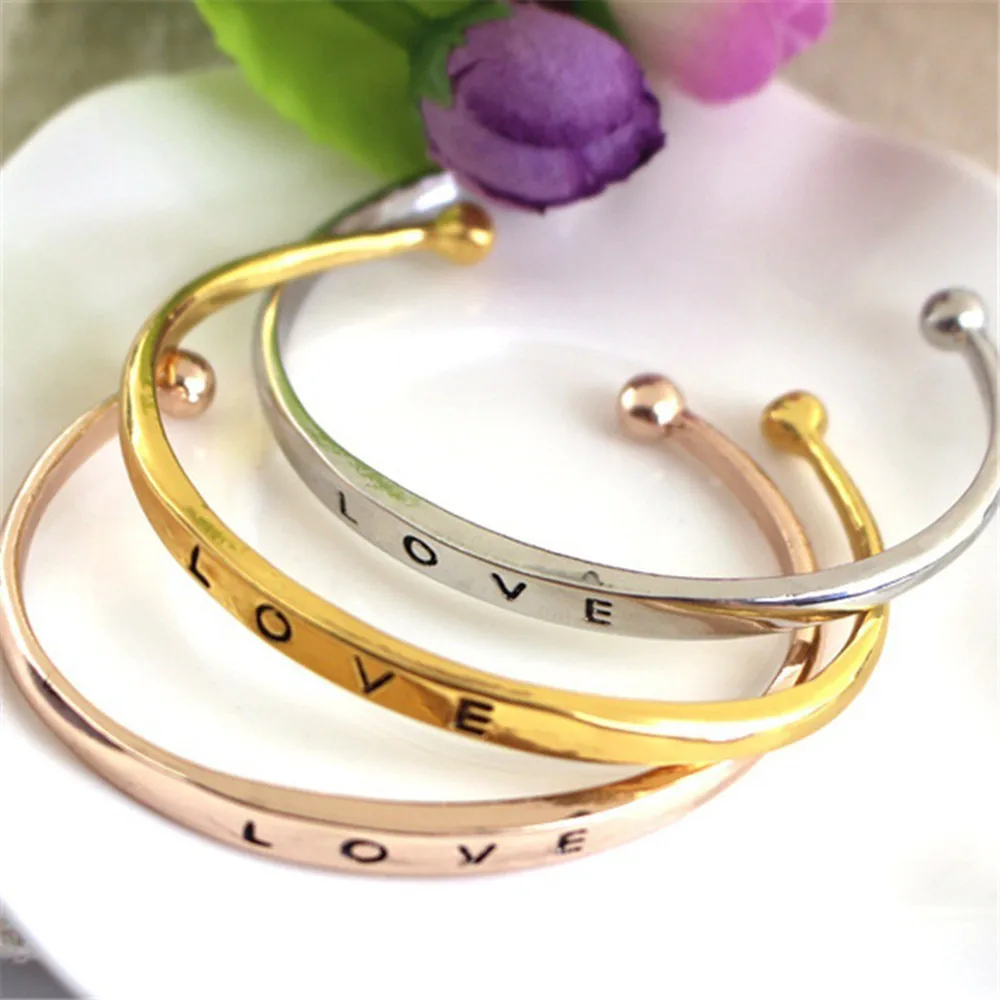 Лидер продаж Модный стильный женский Браслет манжета с надписью Hand Love ювелирные