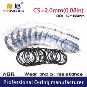5PC/lot Black NBR Sealing O-Ring CS2mm OD52/54/55/56/60/62/65/70/75/80/85/90/92/95/100*2mm Oring Seal Rubber Gasket Rings Washer