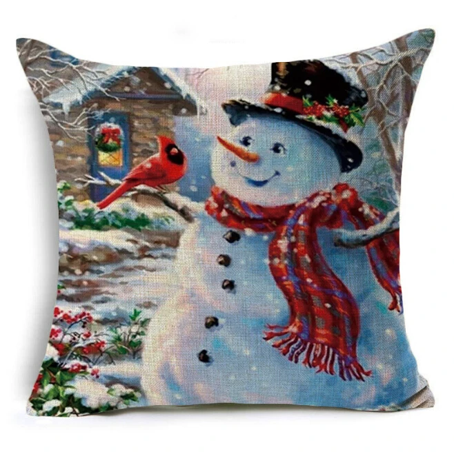 Рождественские наволочки 18x18 дюймов винтажные декоративные льняные Квадратные