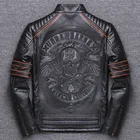Куртка мужская демисезонная из натуральной коровьей кожи с черепом
