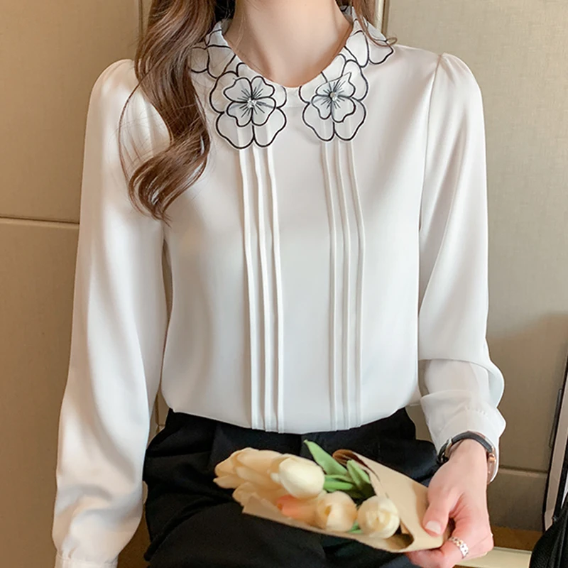 

Spring Women White Blouse Shirt Women Tops Long Sleeve Chiffon Blouse Women Blusas Mujer De Moda 2022 Blouses Femme Shirts F270
