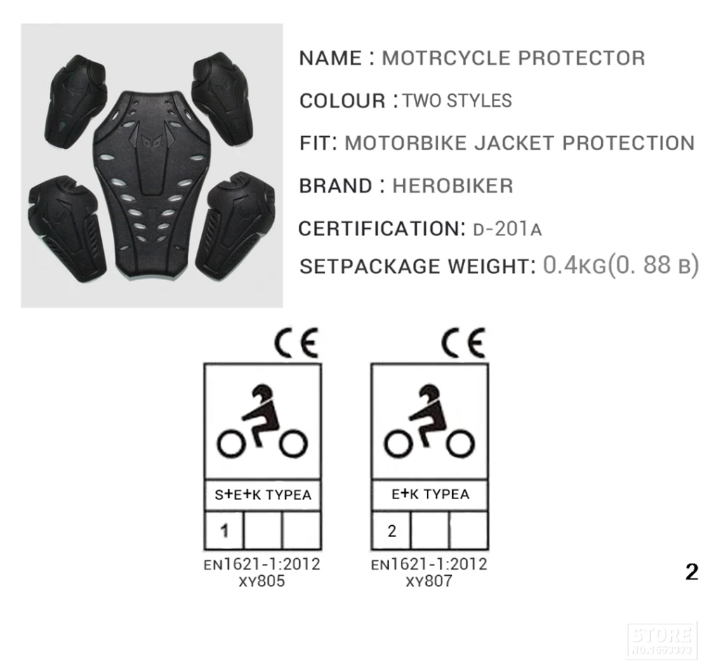 HEROBIKER мотоциклетный протектор EVA гоночная защита для мотокросса плечи локти назад 5 штук Защитное снаряжение для мотокросса