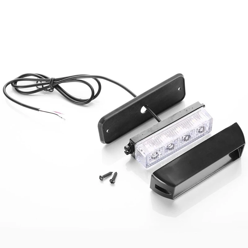 

2PCS 4 LED Side Marker Lights 4W White Yellow Emergency Car Grille Flash Strobe Light Vehicle Signal Lamps