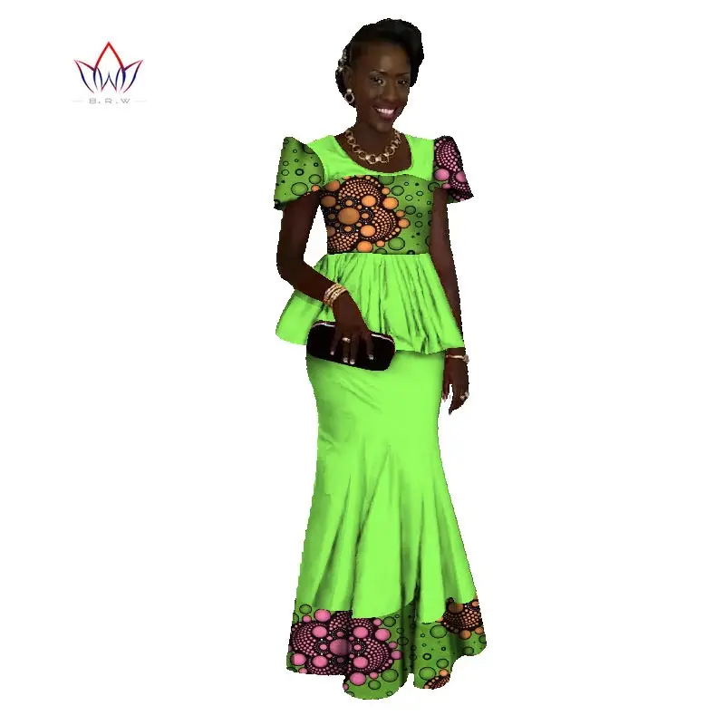 Dashiki African Clothes clothing For Women O-neck Traditional Plus Size Women Clothing Two Piece Set  Ladies Skirt Suit WY1080