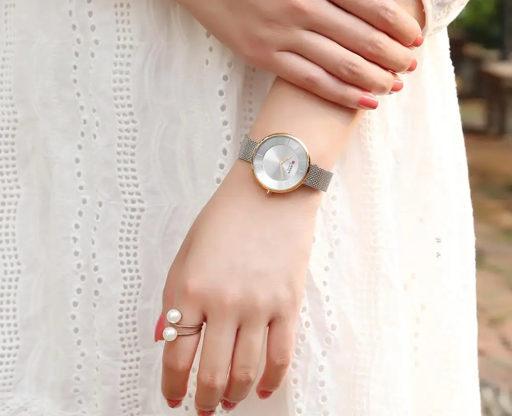 

Women Watches CURREN Ladies Watch Silver Stainless Steel Simple Casual Design Slim Wrist Watches Waterproof Classic Quartz Watch