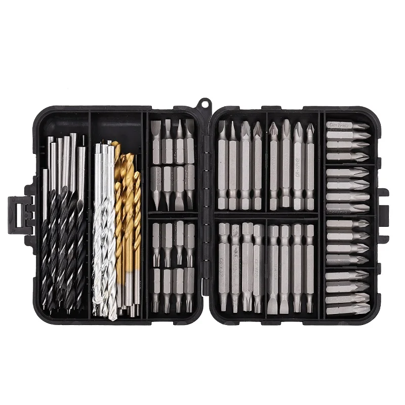 

COMOWARE 100 Pcs Ultimate Drill Bit Set for Wood Plastic Concrete Screwdriver Bit Set Brad Point Drill Bit for High Torque Drill