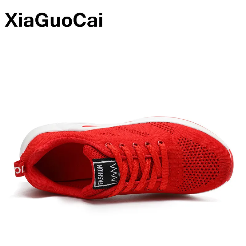 Spring Summer Women Casual Shoes Knit Sneakers Big Size Breathable Lace Up Leisure Mesh Female Footwear High Quality New Arrival