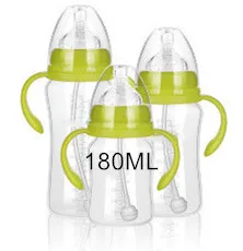 1 шт PP бутылочка для кормления ребенка безопасная пластиковая BPA бесплатно противоскользящая Детская Бутылочка для молока 320 мл с соломинкой для бутылочки для кормления младенцев - Цвет: green-180ML