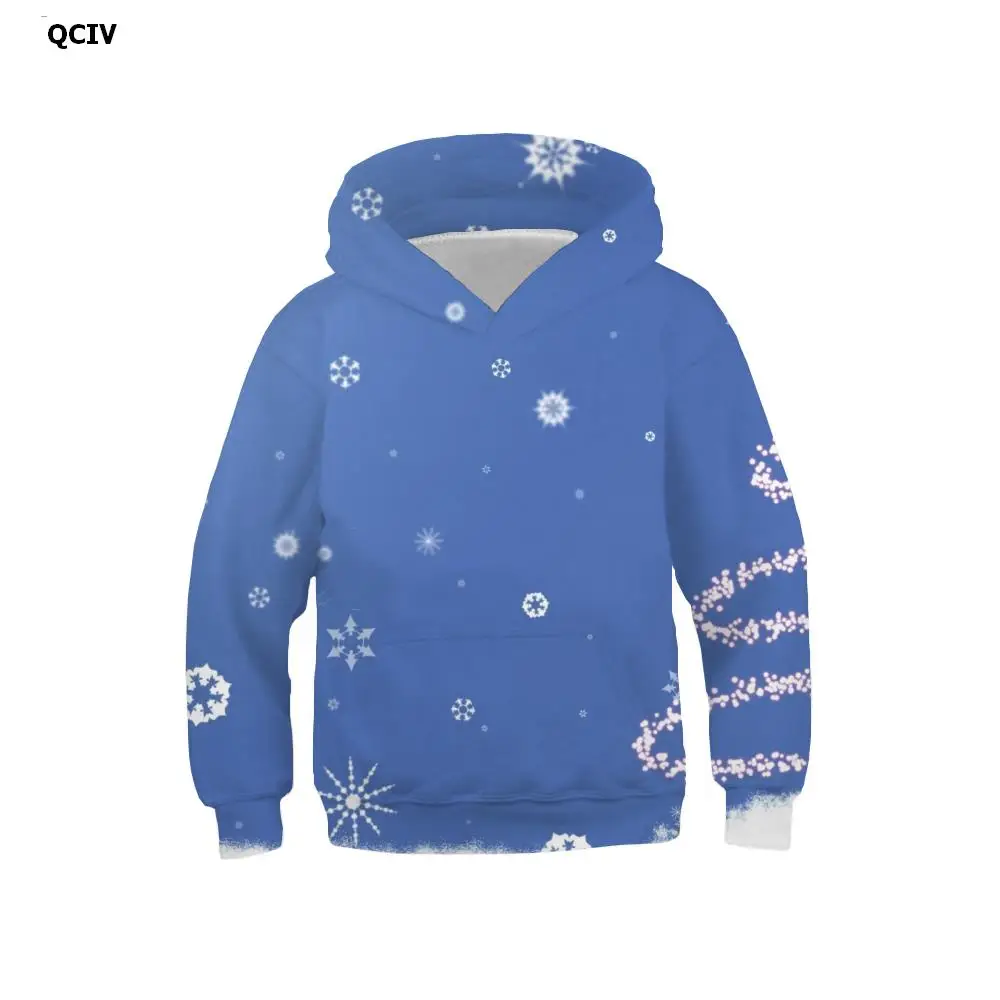 

Брендовые рождественские свитшоты QCIV для мальчиков, снежинка, 3d печать на дереве, худи, аниме, графика, свитшот, детская одежда с принтом, хип...